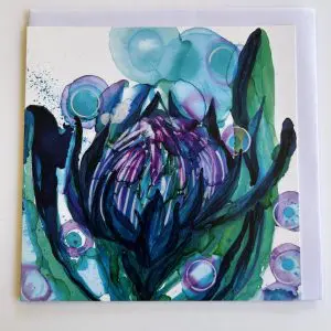 Wild Ink Flowers Series- Blue Protea