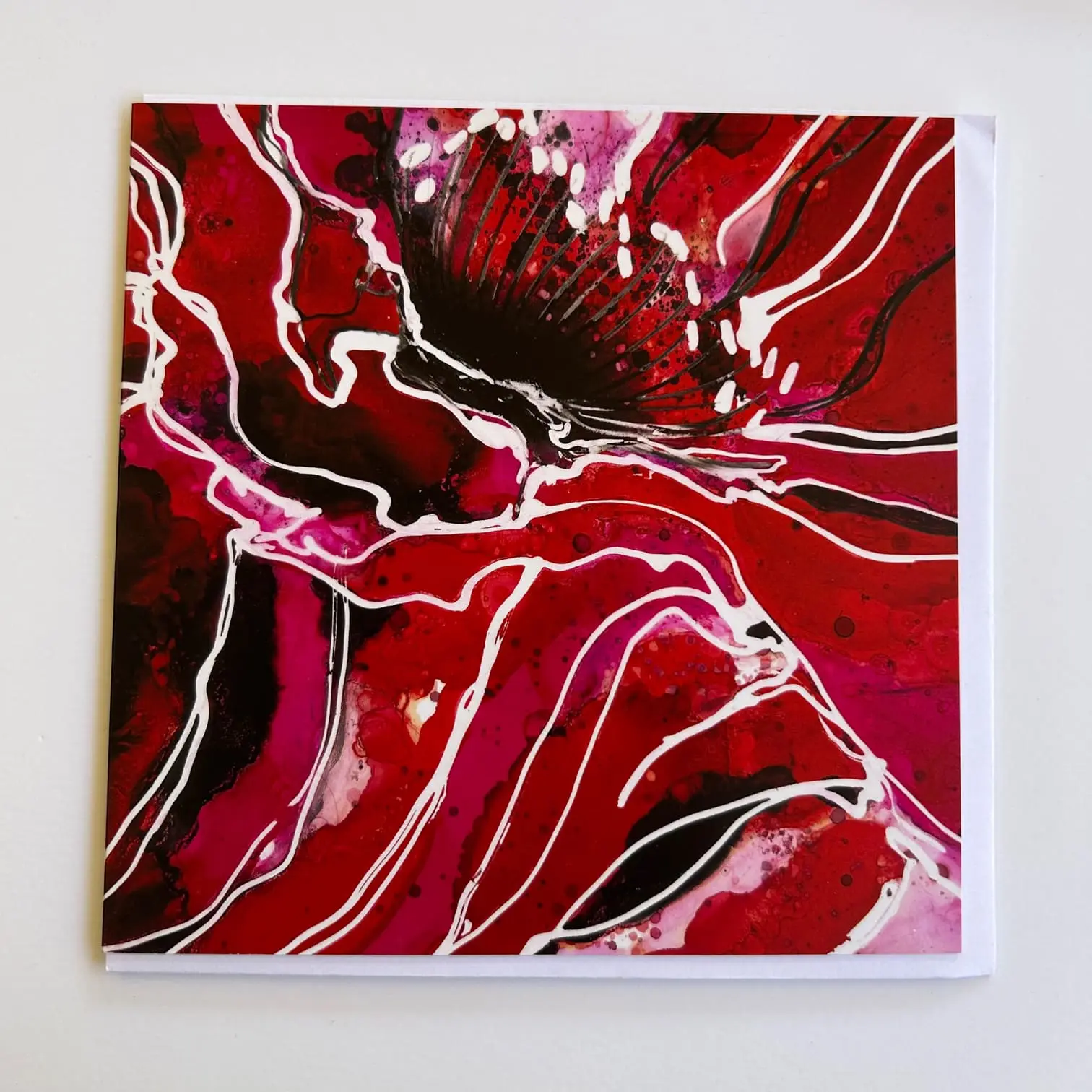 Wild Ink Flowers Series- Red Poppy Heart